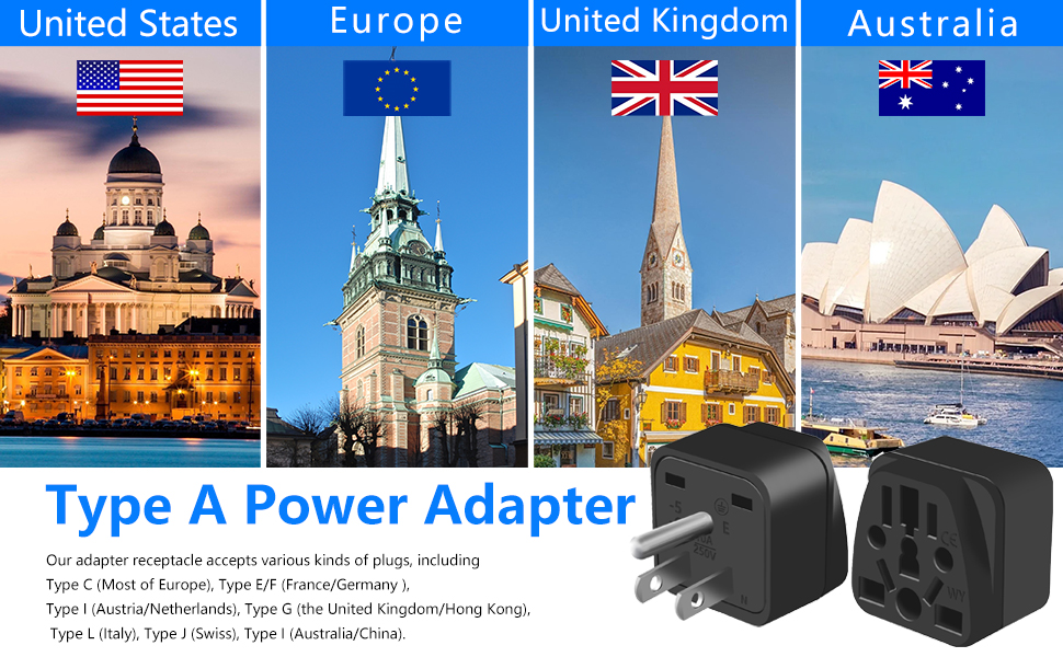 US Travel Plug Adapter white