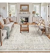PureCozy Taupe Area Rug 8x10 Machine Washable Large Vintage Living Room Distressed Non Slip Carpe...