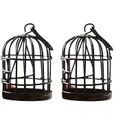 2Pcs Black Miniature Doll House Birdcage Ornament Model Home Desktop Decor Gift,Mini Miniature Do...