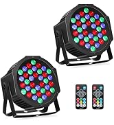 36LEDs RGB Stage Lights 2Pack: 36W LED Par - Sound Activated Remote & DMX Control - Corded Electr...