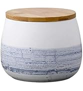 Food Storage Jar White Ceramic Food storage canister with Airtight Wooden Lid for serving Coffee,...