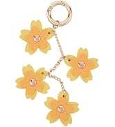 CALFOVERA Yellow PU Leather Floral Decorative Keychain Charm Boho Leather Flower Pendant Keyring ...