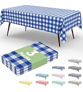 misaya 3 Packs Buffalo Disposable Table Cloth, 54 x 108 Inch Waterproof Plastic Tablecloth, Recta...