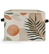 Ghoaoivo Boho Abstract Botanical Storage Box Bins, Mid Century Modern Boho Leaf Collapsible Stora...