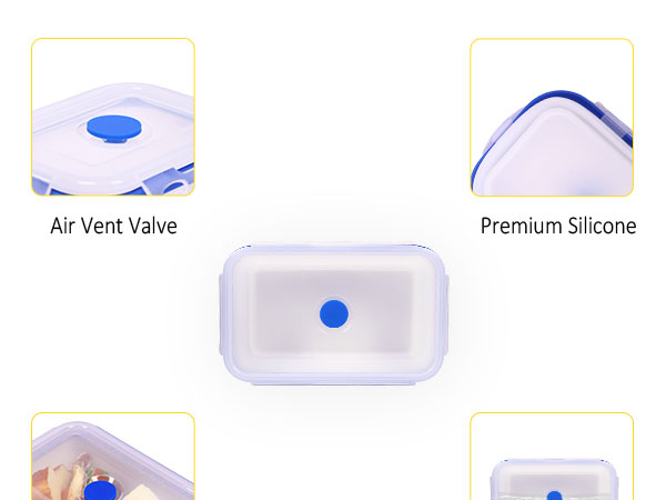 Translucent Collapsible Silicone Food Storage Containers with Lids
