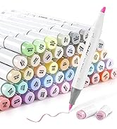 Ohuhu Pastel Markers Brush Tip - 48 Pastel Colors Double Tipped, Marker Set of Honolulu Sweetness...