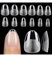 UNA GELLA ExtraShort Almond Nail Tips - 12 Sizes, Soft Gel, Clear Full Cover Press On Nails - 120...