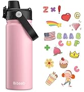 baab 18oz Kid Water Bottle, Insulated Water Bottle with Lockable Spout Lid & Stickers, 18/8 Stain...