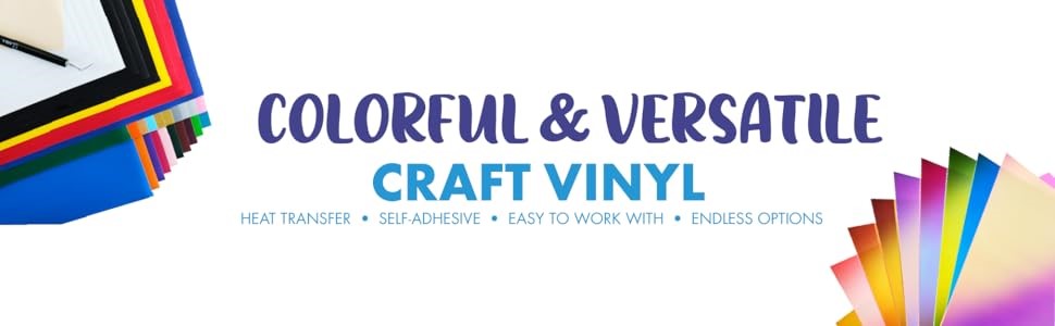 COLORFUL & VERSATILE CRAFT VINYL HEAT TRANSFER • SELF-ADHESIVE • EASY TO WORK WITH • ENDLESS