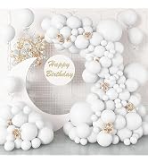 White Balloons Different Sizes, 113Pcs White Balloon Arch Garland Kit 5/10/12/18Inch, Matte White...