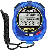 PULIVIA Stopwatch Timer 10 Splits/Laps Digital Stop Watch for Sports, Countdown Alarm Clock Date ...