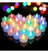 Yakpo 24 PCS Slowly Color Changing Tea Lights Battery Operated, Flickering Flameless Electric Vot...