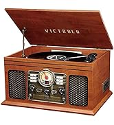 Victrola Nostalgic 6-in-1 Bluetooth Record Player & Multimedia Center with Built-in Speakers - 3-...