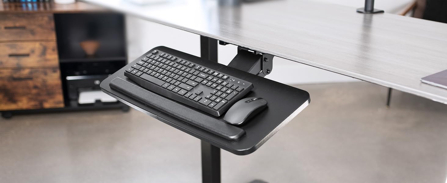 MOUNT-KB03B tilting keyboard tray at desk