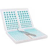 NIACONN 1760 Pcs Lake Blue Hair Jewels Face Gems Stick on, Self Adhesive Glitter Rhinestones Stic...