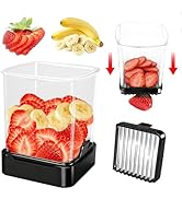 GENGCANG Fruit Slicer Cup for Strawberry, Banana, Hard-Boiled Egg - Detachable Cutter with Push P...