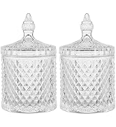 rejomiik Qtip Holder Glass Apothecary Jars with Lid Bathroom Accessories Vanity Organizers and Ma...