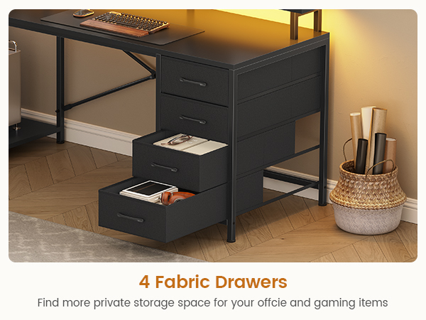 l shaped desk with drawers