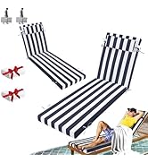 VEGNIC Outdoor Chaise Lounge Cushion, Waterproof Lounge Chair Cushions, 3 in High-Density Sponge ...