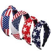 HFZRZFH 4 Pack American Flag Headbands for Women, Patriotic Hair Accessories for Girls, Red White...