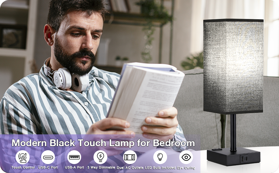 black lamp with usb