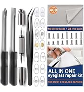 Eyeglass Repair Kit, Glasses Repair Kit 400 Screws + 21P Eyeglass Nose Pads | eyeglass repair kit...