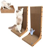Goosheep Cat Scratching Post, 3-in1 Scratching Board for Indoor Cats, 2PK 22in L-Shaped Cat Scrat...