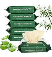 QingYa Bamboo Flushable Wipes,Septic Safe,Soft, Soothing Botanicals & Aloe, Unscented,Eco Friendl...