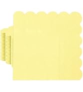HEIPINIUYE 50 Pieces 3-ply Yellow Napkin Disposable Scalloped Cocktail Napkins Beverage Napkins D...