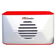 Battery-operated portable ultrasonic pest repeller on a white background