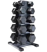 CAP Barbell Rubber Coated Hex Dumbbell Set with Vertical Rack | 100-300 lbs Free Weights Dumbbell...