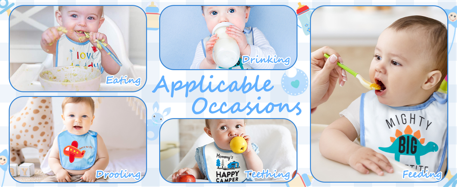 YA-Blue Baby Bibs 7P