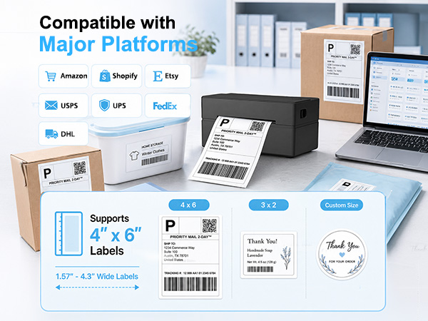 NULLTONEX Bluetooth Thermal Shipping Label Printer Phone/Computer/MAC System Connection Method