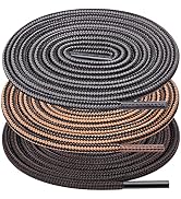 UpUGo 3 Pair Boot Shoe Laces, Round Shoelaces for Athletic Running Hiking Sneakers Shoes Boot