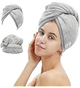 M-bestl 2 Pack Microfiber Hair Towel,Hair Turban Towel,Hair Bonnet for Sleeping,Hair Drying Cap t...