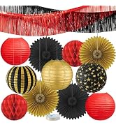 LOMOSO Red, Black & Gold Party Decorations for Birthday, Retirement, Graduation, Casino Night, Re...