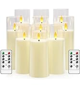 kakoya Flickering Flameless Candles Battery Operated with Remote and 2/4/6/8 H Timer Plexiglass L...