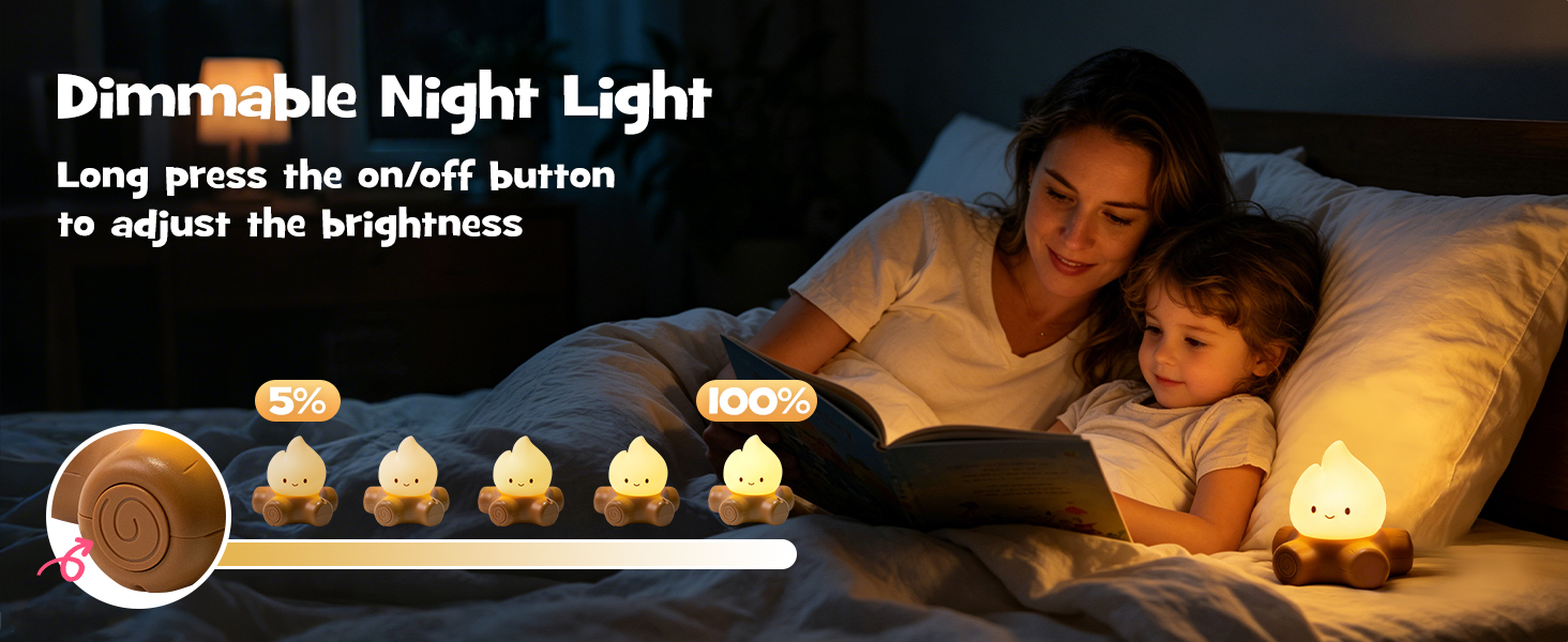 Gefaxi Halloween campfire flickering night light dimmable flame light rechargeable and squishy