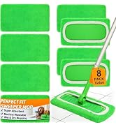 8 Pack Microfiber Reusable Mop Pads - Compatible with Swiffer Sweeper, Machine Washable, Mop Repl...