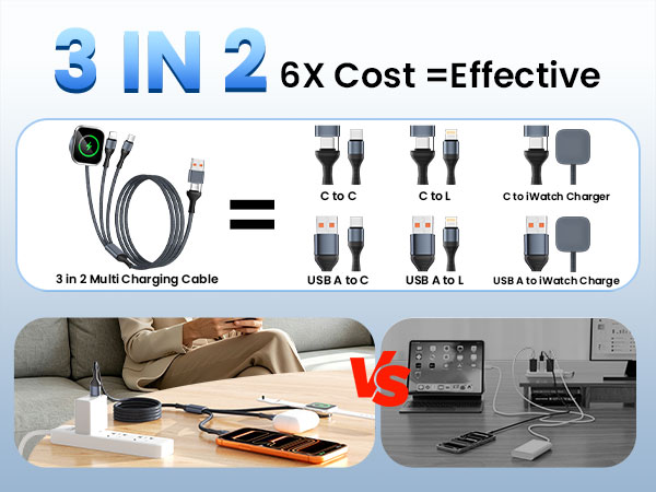 3 in 2 multi charger cord