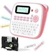 EazeID Pink Label Maker Machine, Portable Kids Label Maker, QWERTY Keyboard Labeler Machine Handh...