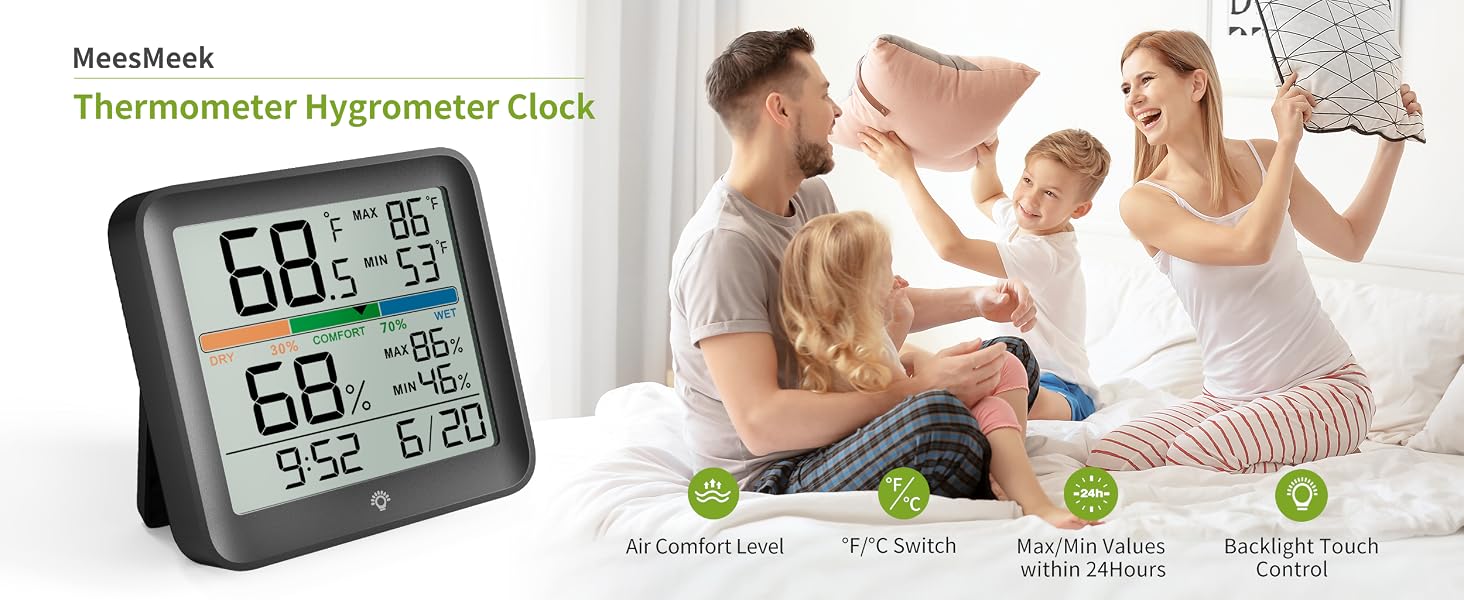 MeesMeek thermometer hygrometer clock