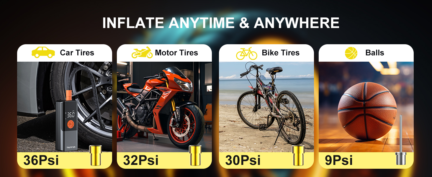 Tire Inflator Portable Air Compressor, Air Pump for Car Tires with Digital Pressure Gauge