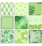 9 Pads Green Sticky Notes Set, Cute Self-Stick Notepads, Super Adhesive Memo Pads Note Card, Offi...