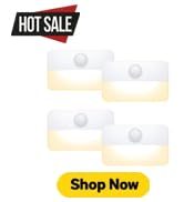 AMIR 4 Pack Mini Motion Sensor Stair Light for Indoor, Battery-Powered LED Night Light, 40 Lumen ...