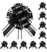 TIMESEEK 10-Pack Jet Black Pull Bows for Gift Wrapping - 6 Inch Reusable Ribbon Bows, Large Insta...