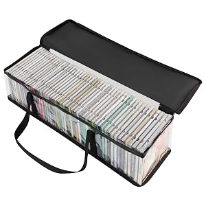 CD Storage Bags - Transparent PVC Media Storage - Water Resistant CD Holder Case with Handles