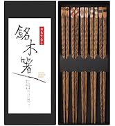 Antner 5 Pairs Wooden Chopsticks Reusable Classic Japanese Style Chop Sticks Dishwasher Safe Hand...