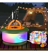 Bylitodt Camping String Lights, Retractable 32.8ft RGB Flash Lamp, Rechargeable Fairy LED Rope Li...