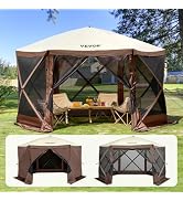 VEVOR Pop Up Gazebo Screen Tent 6 Sided Canopy Sun Shelter with 6 Removable Privacy Wind Cloths &...